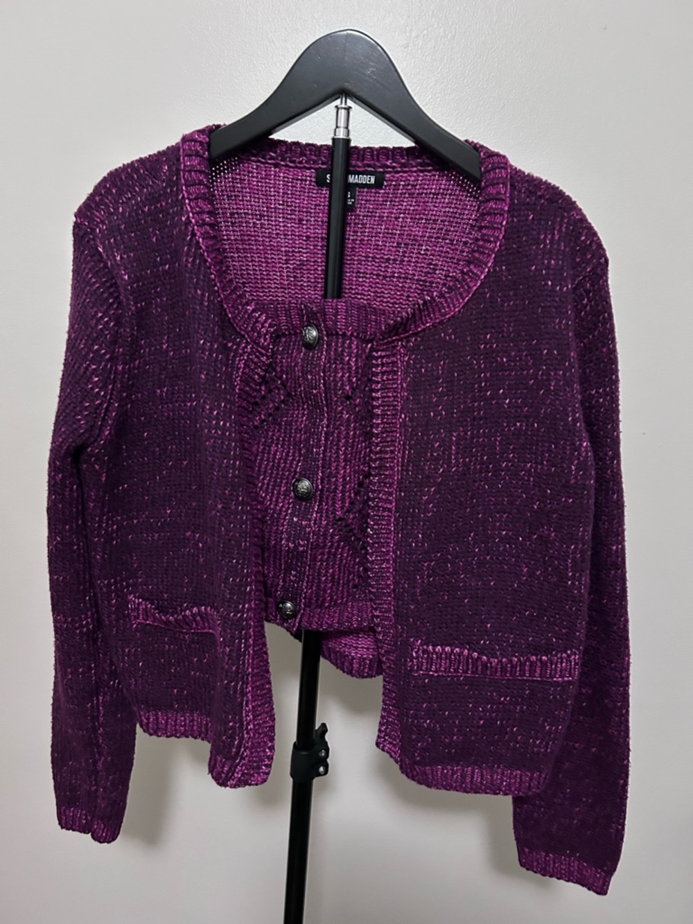 Steve Madden Purple Knit Strapless Sweater Top & Jacket